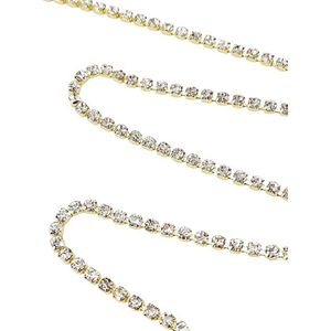 Strass ketting lint - 1 meter - Goud kleurig - steentjes touw diamantjes crystal naaien knutselen versieren glitter