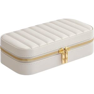 ANAH Sieradendoos - Reisorganisator - Witte etui - PU-leer - 10,5 cm x 20,5 cm x 6 cm