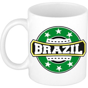 Brazil / Brazilie embleem theebeker / koffiemok van keramiek - 300 ml - Brazilie landen thema - supporter beker / mokken