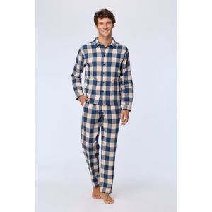 Lords & Lilies pyjama heren - beige/blauw geruit - 252-50-RPA-W/984 - maat M
