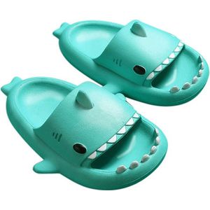 Slippers kinderen haai turquoise - jongens en meisjes 2-3 jaar - maat 24-25 - badslippers - pantoffels
