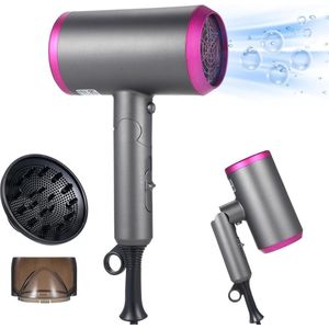 Professionele inklapbare ionen-haardroger 1800 W AC-motor met blaaskop 3 temperaturen 2 snelheden - reishaardroger Haardroger