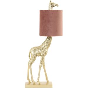 Tafellamp - Lamp - Slaapkamerlamp - Bureaulamp - Giraffe - Goud / Roze - 61 cm hoog