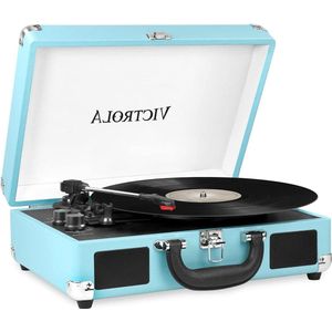 Kofferplatenspeler turquoise - draagbare platenspeler met koffer