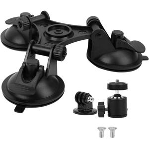 Drievoudige zuignap met balhoofd van kwaliteit PVC voor OSMO en Xiaoyi actiecamera's, voor stevige en flexibele bevestiging in de auto