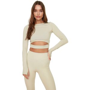 Trendyol Gebreide Sporttop/Blouse Met Stenen Cropvenster/Uitgesneden En Duimgatdetail Twoaw21Bz0156