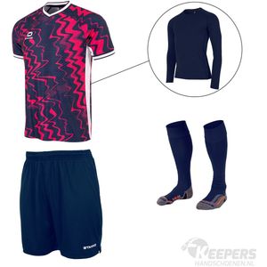 Stanno - Wave Keeperstenue - Navy - Pink - Complete Set met Shirt, Baselayer, Short en Sokken