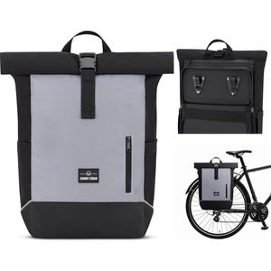 Robin Medium Bike, fietstassen voor bagagedrager, dames en heren, zwart, 2-in-1 fietstas, rugzak en bagagedragertas achter, waterafstotend