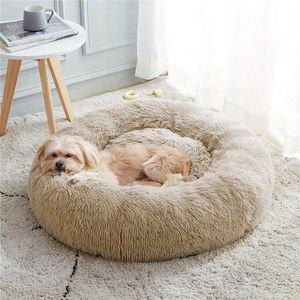 Zachte Donut Hondenmand - Fluffy Mand - 40-100cm -Beige