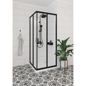 Deante douchecabine zwart - 90x90x185 cm - Antikalk Nano Coating- Veiligsheidsglas