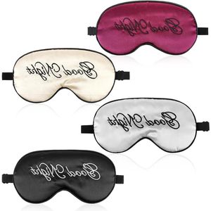 4 stuks zijden verduisterende slaapmaskers met verstelbare hoofdband - zwart grijs beige paars