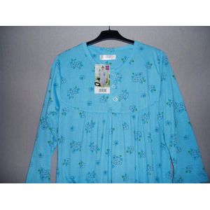 Dames nachthemd gebloemd katoen en polyester blauw XL