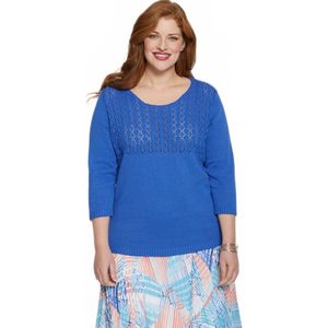 Opengewerkte trui met 3/4 mouwen