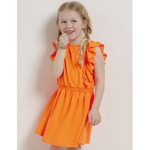 TerStal Meisjes / Kinderen Europe Kids Jurkje Met Gesmockte Taille Oranje In Maat 122/128