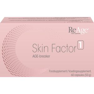 ReAge Anti-Aging Skin Factor 1 - 60 Capsules - Mooiere huid - Gezonde Huid - Voedingssupplementen - Huidverzorging - AGE Breaker - Glycatie - Natuurlijke ingrediënten - Rozemarijn-extract, Vitamine A, E, C, Zinc - Voor mannen én vrouwen - ReAge