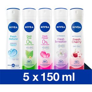 NIVEA Fresh Deodorant Spray Mix Set - 5 Unieke NIVEA Fresh Geuren - 5 Stuks - Voordeelverpakking