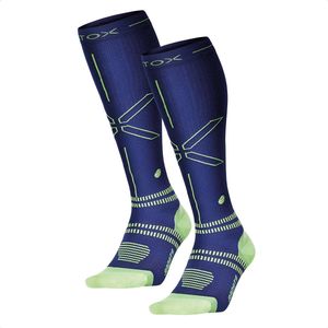 STOX Energy Socks - 2 Pack Sportsokken voor Mannen - Premium Compressiesokken - Kleur: Donkerblauw/Geel - Maat: Medium - 2 Paar - Voordeel - Mt 40-44