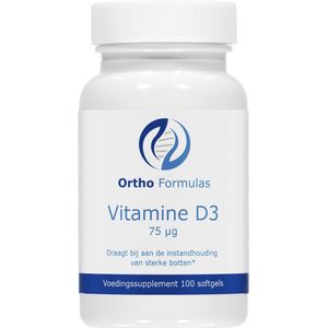 Vitamine D3 - 75 mcg - 100 softgels - stevige botten - goed gebit - opname calcium - goed voor spieren - immuunsysteem