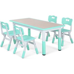 ShopEighty8 - Peuter Multi-Activiteit Tafelset - Set Kindertafel en 4 Stoelen in Hoogte Verstelbaar - Kinder knutseltafel - Groen