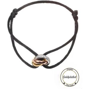 Soraro Tricolor Zirkonia Armband | Zwart | Goldplated | Soraro Armbanden | Zirkonia | Cadeau voor haar | verjaardag vrouw