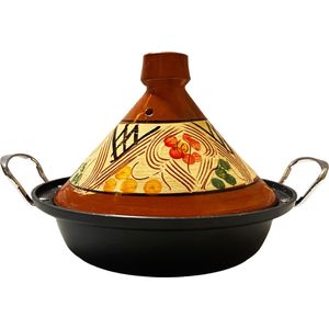 Tajine aardewerk en gegoten Aluminium inductie| Handvaten| Geschikt voor 4-8 personen - Alle warmtebronnen| Ø 30cm