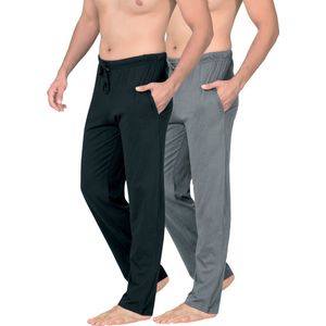 Pyjama Heren - Broek - 2 Pack - Zwart / Grijs - S - Pyama Heren Volwassenen - Pyjamabroek Heren - Pyamabroek Heren