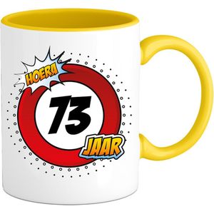 73 Jaar Verkeersbord Mok met teksts-sGrappig Verjaardag Beker Cadeaus-sBedrukte Koffie en Thee Mokkens-sZwarts-s330 ML