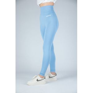 Fitness legging - Legging hoge taille - Legging Gym Sport - Hardloop - Yogabroek voor dames - Sneldrogend, ademend en rekbaar - Spandex / Nylon - Kleur Lichtblauw - Maat L