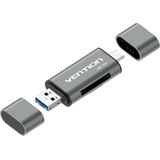 Vention CCHH0 geheugenkaartlezer USB Type-A/USB Type-C/Micro-USB Grijs