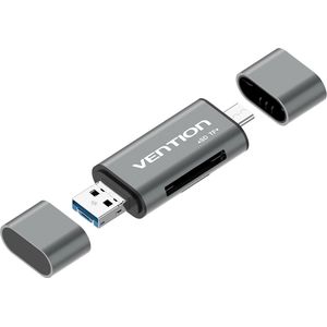Vention CCHH0 geheugenkaartlezer USB Type-A/USB Type-C/Micro-USB Grijs