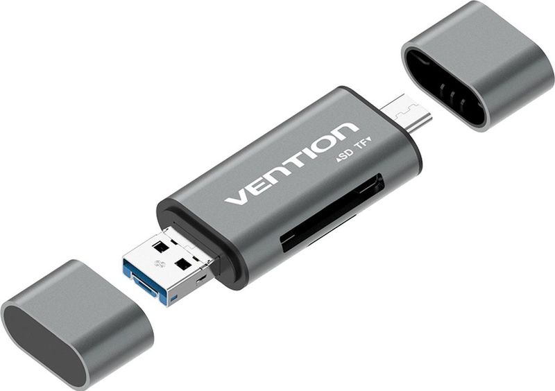 Vention CCHH0 geheugenkaartlezer USB Type-A/USB Type-C/Micro-USB Grijs