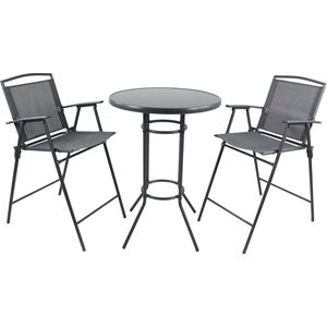 VCM VCM 3-delige set bistroset bartafel barstoel tuinset zitgroep tuinbarset toonbank metaal Garlos VCM 3-delige set bistroset bartafel barstoel tuinset zitgroep tuinbarset toonbank metaal Garlos