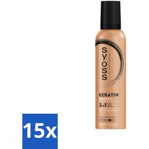 15 x Syoss - Keratin - Haarmousse - Versterkt Haarvezels - 250 ml - Haarversterking - Haarmousse - Styling - Haarverzorging - Keratine