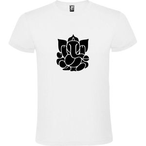 Wit  T shirt met  print van de ""heilige Olifant Ganesha "" print Zwart size XS