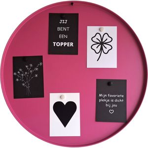 Magneetbord groot rond roze 50cm voor foto's kaarten en overige decoratie
