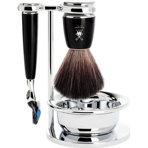 MÜHLE -Rytmo – Scheerset 4-delig - Black Fibre en Gillette Fusion - Handvatten kunsthars Zwart