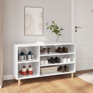 The Living Store Schoenenkast - Elegante opbergoplossing - Stevig materiaal - Voldoende opbergruimte - Stabiel blad - Montagehandleiding inbegrepen - Waarschuwing- wandmontage verplicht - Hoogglans wit - Afmetingen- 102x36x60cm - The Living Store