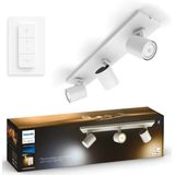 Philips Hue Runner opbouwspot - warm- tot koelwit licht - 3-spots - wit - 1 dimmer switch - GU10