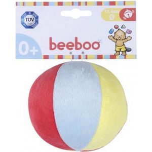 Zachte stoffen babybal met rammelaar - BEEBOO