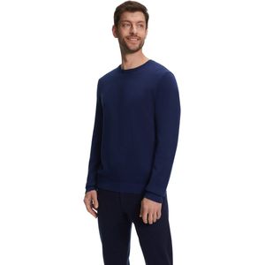 FALKE Basic Crew Neck Cotton Piqué elegante klassieker katoen trui heren blauw - maat S