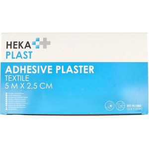 HEKA plast hechtpleister textiel ring 5 m x 2,5 cm - 12 rollen