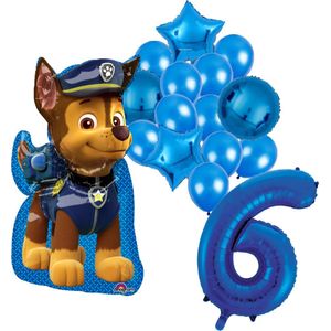 Paw Patrol Chase ballon set - 58x78cm - Folie Ballon - 6 jaar - Themafeest - Verjaardag - Ballonnen - Versiering - Helium ballon