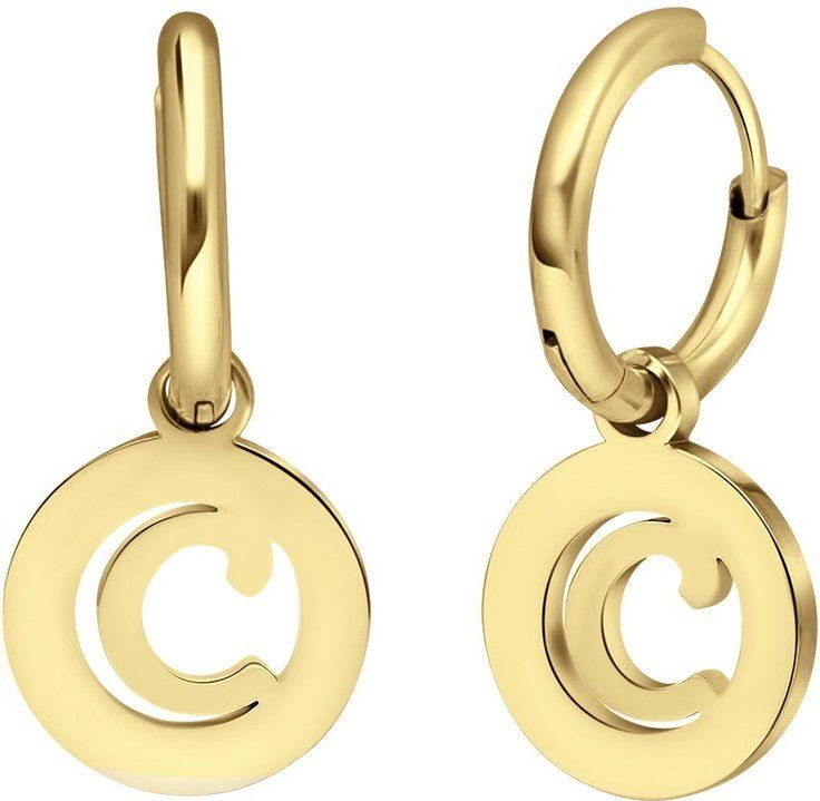 Lucardi - Oorbellen - Goudkleurig - Goldplated - Letter C - Staal