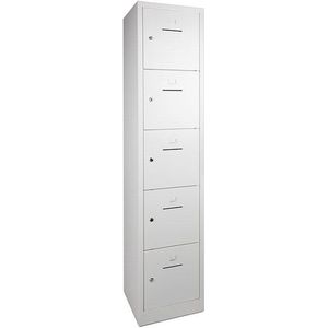 Industriële locker garderobekast 5 deurs (190x41,5x45 cm) Wit en cilinderslot