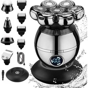 5-in-1 elektrisch koud heren scheerapparaat - 7 roterende scheerkoppen - IPX6 waterdicht - nat en droog - led-display