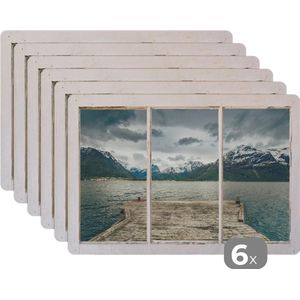Placemat - Placemats kunststof - Doorkijk - Steiger - Water - 45x30 cm - 6 stuks - Hittebestendig - Anti-Slip - Onderlegger - Afneembaar