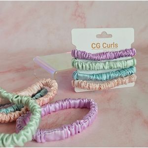 Scrunchies - set van 4 - Moerbeizijde haarelastiekjes - Pastelkleur - CG Approved - Perfect voor krullend haar