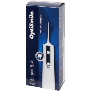 OptiSmile Elektrische Waterflosser | oplaadbaar | 3 standen (soft/normal/pulse) | 2 opzetstukjes | 220 ml watertank | beugelvriendelijk mondspoeler | mondhygiëne | tandplak verwijderen