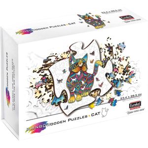 Eureka 2D RainboWooden houten legpuzzel Kat - 99 stukjes