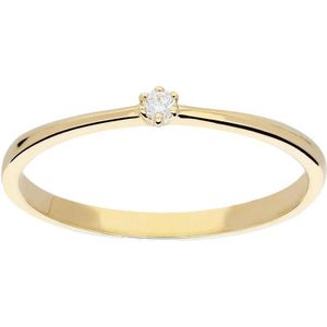 Glow ring met diamant solitaire - 1-0.03ct G/SI - geelgoud 14kt - mt 54